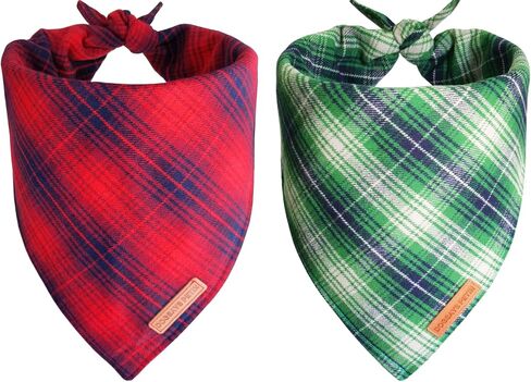 Christmas Dog Bandanas Plaid Dog Scarf Bib Xmas Classic Red Green Christmas Plaid Dogs Bandanas for Medium Large Dogs Boy and Girl Pets (Christmas-1, X-Large) in Saudi Arabia