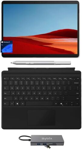حزمة Microsoft Surface Pro 10، كمبيوتر شخصي مساعد بشاشة لمس 13 بوصة 2.8K مع لوحة مفاتيح احترافية وقلم أعمال ومحور 11 في 1، وحدة معالجة عصبية Ultra 7-165U 12-Core AI Boost NPU، ذاكرة وصول عشوائي 16 جيجابايت، 2 تيرابايت SSD، ThunderBolt 4، Win 11 Pro ، أسود in Saudi Arabia