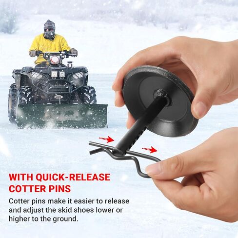 (عبوتان) أحذية تزلج بديلة لمحراث الثلج - تستبدل الجزء ATV UTV Polaris K-Plough Nos 2205071 و2208864 - قاعدة مقاومة للانزلاق من الفولاذ الصلب - مع دبابيس كوتر سريعة التحرير in Kuwait