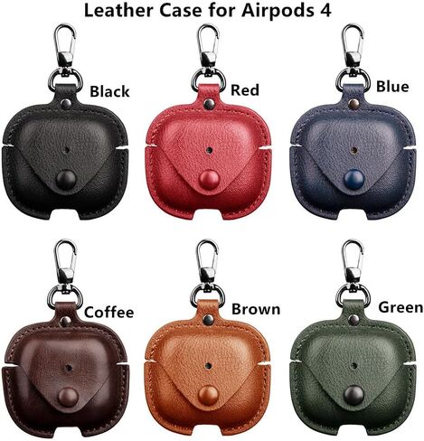 for Airpods 4 Case Leather with Keychain, Stylish Retro Leather Wireless Charging Protective Headphone Case Cover for Apple Airpods 4th Generation 2024 Front LED Visible (Brown) in Saudi Arabia