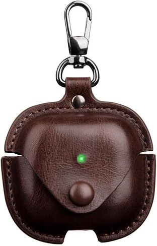 for Airpods 4 Case Leather with Keychain, Stylish Retro Leather Wireless Charging Protective Headphone Case Cover for Apple Airpods 4th Generation 2024 Front LED Visible (Brown) in Saudi Arabia
