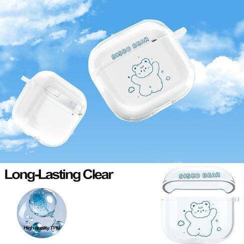 Compatible AirPods 4th Generation Clear Case, Soft TPU Airpods 4 Case with Keychain, Shockproof Protective Wireless Charging Cover for Apple AirPods 4 Gen Case Women Men (Duck&Flower) in Saudi Arabia