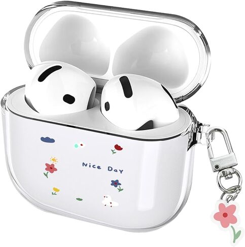 Compatible AirPods 4th Generation Clear Case, Soft TPU Airpods 4 Case with Keychain, Shockproof Protective Wireless Charging Cover for Apple AirPods 4 Gen Case Women Men (Duck&Flower) in Saudi Arabia