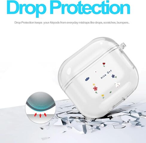 Compatible AirPods 4th Generation Clear Case, Soft TPU Airpods 4 Case with Keychain, Shockproof Protective Wireless Charging Cover for Apple AirPods 4 Gen Case Women Men (Duck&Flower) in Saudi Arabia