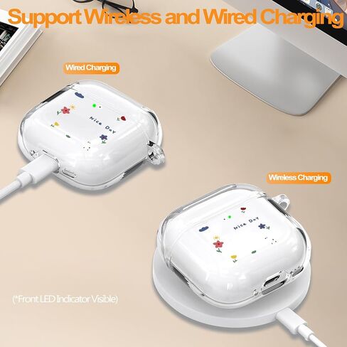 Compatible AirPods 4th Generation Clear Case, Soft TPU Airpods 4 Case with Keychain, Shockproof Protective Wireless Charging Cover for Apple AirPods 4 Gen Case Women Men (Duck&Flower) in Saudi Arabia