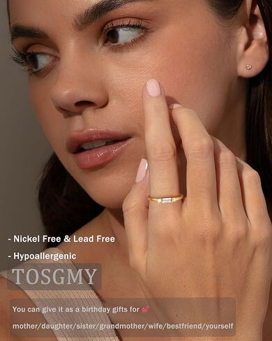 Birthstone Rings for Women Non Tarnish 14K Gold Plated Stackable Birthday Gifts for Mom Dainty Emerald Green Blue CZ Gemstone Ring for Mothers Daughter Bridesmaid Gifts Jewelry in Kuwait