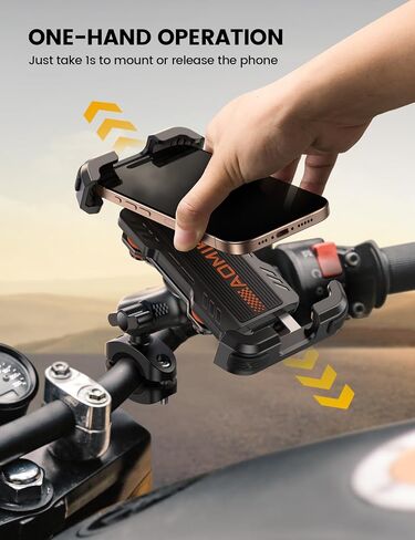 Motorcycle Phone Mount Holder - [Metal Extension Arm] [Dual Vibration Dampener] Motorcycle Cell Phone Mount, Bike Phone Handlebar Clamp for iPhone 16 15 14 13 Pro Max Plus, 4.7-6.7" Smartphone in Saudi Arabia