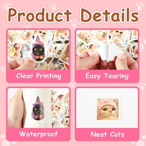 50 Pcs Funny Cat Stickers for Water Bottle, Adults Fun Cat Meme Laptop Decals, Waterproof Vinyl Kawaii Animal Sticker, Phone Case, Luggage, Scrapbook, Hard Hat, Bumper, Cat Lover in Saudi Arabia