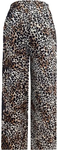 MakeMeChic Women's Leopard Print Pants Elastic Waist Lounge Pants Wide Leg Loose Long Pajama Pants in Kuwait