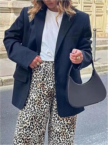 MakeMeChic Women's Leopard Print Pants Elastic Waist Lounge Pants Wide Leg Loose Long Pajama Pants in Kuwait