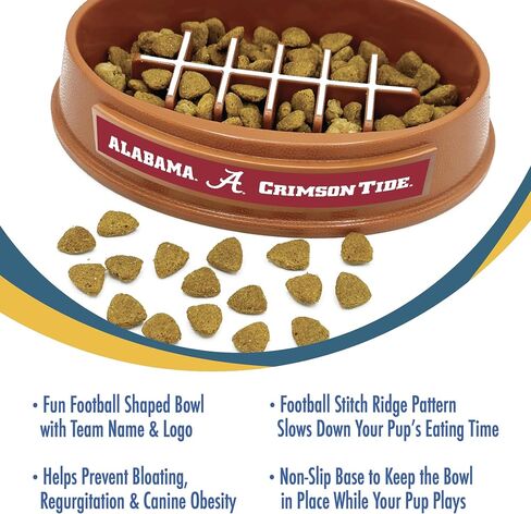 NCAA Super-Bowl - وعاء تغذية الكلاب البطيء من ألاباما كريمسون تايد. وعاء القطط ذو تصميم كرة القدم البطيء من أجل الهضم الصحي. وعاء للحيوانات الأليفة غير قابل للانزلاق للكلاب والقطط الكبيرة والصغيرة in Saudi Arabia