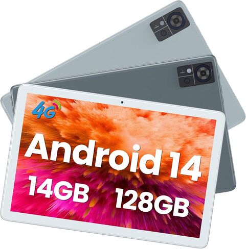 2025 Latest Android 14 Tablet 4G Cellular, 5G WIFI Tablet 14GB RAM(8GB+6GB)+128GB ROM+1TB Expandable, Tablet 10.1 Inch Incell Screen, 2 in 1 Tablet Octa-Core 7000mAh Battery, Bluetooth/GPS/13MP+8MP in Kuwait