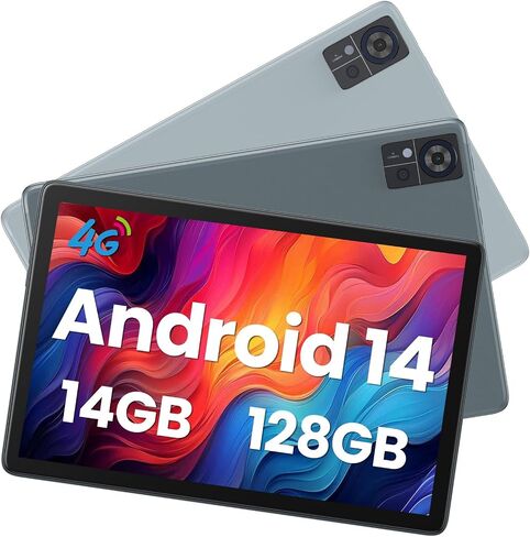 2025 Latest Android 14 Tablet 4G Cellular, 5G WIFI Tablet 14GB RAM(8GB+6GB)+128GB ROM+1TB Expandable, Tablet 10.1 Inch Incell Screen, 2 in 1 Tablet Octa-Core 7000mAh Battery, Bluetooth/GPS/13MP+8MP in Kuwait