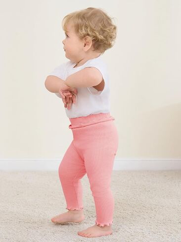 Haloumoning Baby Girls' and Toddler Ribbed Ruffle Pants Fall Pull on Elastic Waist Bottoms Outfits in Saudi Arabia