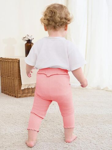 Haloumoning Baby Girls' and Toddler Ribbed Ruffle Pants Fall Pull on Elastic Waist Bottoms Outfits in Saudi Arabia