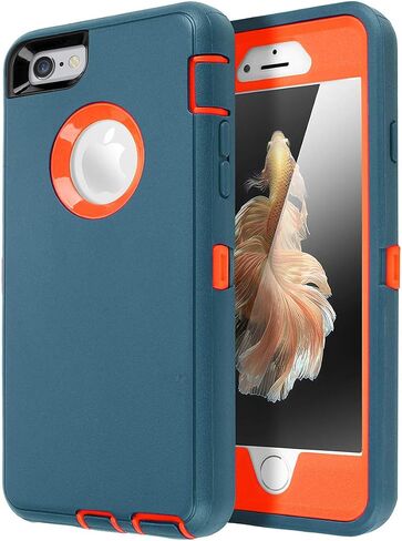 iPhone 6 Case, iPhone 6S Case [HEAVY DUTY] AICase® Built-in Screen Protector Tough 3 in 1 Rugged Shorkproof Cover for Apple iPhone 6/6S (Black) in Saudi Arabia