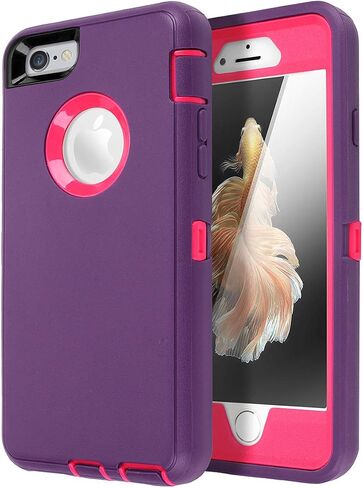 iPhone 6 Case, iPhone 6S Case [HEAVY DUTY] AICase® Built-in Screen Protector Tough 3 in 1 Rugged Shorkproof Cover for Apple iPhone 6/6S (Black) in Saudi Arabia