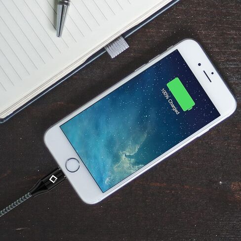 كابل شحن USB Lightning متوافق مع أجهزة iPhone 14 Pro Max Mini SE 13 12 11 XS XR X iPod وiPad Pro Air Mini كابل مضفر (مصنوع لهاتف iPhone) معتمد من Apple MFI (6 أقدام أسود) in Kuwait