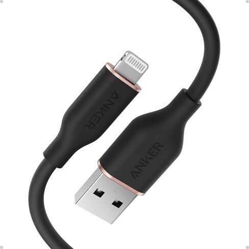 Anker Flow Cable, USB-A to Lightning Cable, Durable and Fast 6 ft Fast Charging USB 2.0 Cable, for iPhone 14/13 / 12 / iPad Air/Mini/Pro, iPod Nano, AirPods, and More (Cord Organizer Included) in Saudi Arabia