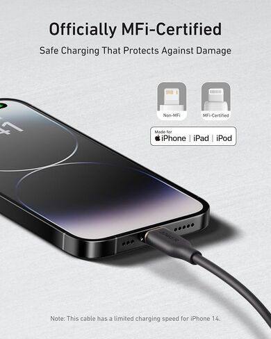 Anker Flow Cable, USB-A to Lightning Cable, Durable and Fast 6 ft Fast Charging USB 2.0 Cable, for iPhone 14/13 / 12 / iPad Air/Mini/Pro, iPod Nano, AirPods, and More (Cord Organizer Included) in Saudi Arabia