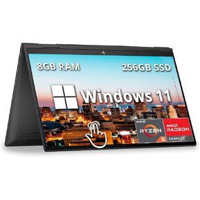 HP Envy x360 2-in-1 15.6" FHD Touchscreen Laptop, AMD Ryzen 5 7530U, 8GB RAM, 512GB SSD, AMD Radeon Graphics, Backlit Keyboard, Windows 11, Nightfall Black (Renewed)