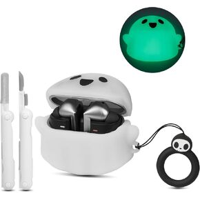 Compatible with Samsung Galaxy Buds 3 Case & Galaxy Buds 3 Pro Case with Cleaner kit [Glow in The Dark], Soft Silicone Protective Cute Christmas Ghost Case, Headphone Accessories, for Men Women