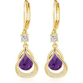 Dangle Earrings Trendy Leverback Birthstone Earrings 14K White Gold Teardrop Dangle Earrings Fine Jewelry Birthday Christmas Gifts for Women in Kuwait