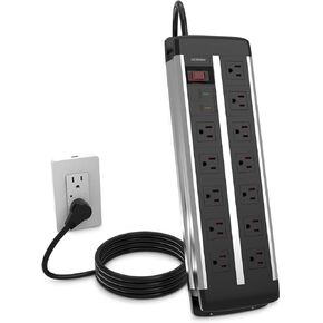 UCOMEN 12 Outlets Heavy Duty Power Strip with Surge Protection,6.6ft Extension Cord,15A/1875W for Meeting Room,University Dormitories