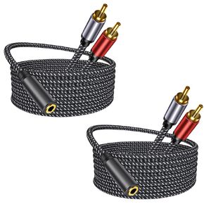 3.5mm Female to 2 RCA Male Cable 3FT: Braided Double Layer Shielded Zinc Alloy Stereo Audio Y Cable Splitter Adapter Compatible for TV,Smartphones, MP3, Tablets, Speakers,Home Theater (3ft)