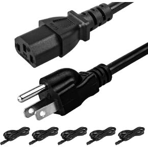 5 Pack 3-Prong Replacement Computer Power Cord 6FT AC Power Cord Cable in Kuwait