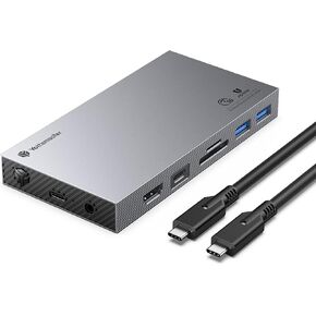 Yottamaster Aluminum USB C Hub with M.2 NVMe SSD Enclosure, 10-in-1 USB C Docking Station 10Gbps for NVMe PCI-E M.2 SSD, Support 100W Charging, 4K HDMI, RJ45, 4 USB Ports, Audio, SD/TF Card Reader
