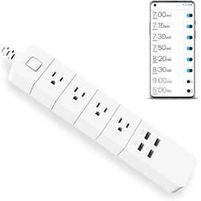 eco4life Wireless Smart Power Strip with Surge Protection, Compatible with Alexa Google Home, no Hub Required, Controlled by eco4life app(4 Outlets, 4 USB Ports), Milk White