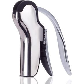 KAYCROWN Stainless Steel Wine Bottle Opener, Vertical Lever Corkscrew with Built-in Foil Cutter Design, Manual Handheld Corkscrew with Ergonomic Lever Pump