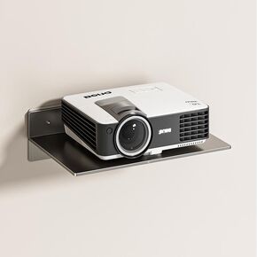 No Drill Floating Wall Shelf - Damage Free Projector Wall Mount for Router, Speaker, PS5, Xbox, DVD Player, Game Console, Cable Box Storage - Steel Holds up to 22lbs, 1PCS 7.9"X12.6" White