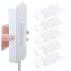 5 Pcs Power Strip Holder, Self Adhesive Punch-Free Socket Holder, No Drill Desktop Mobile Punch Free Socket Holder Wall Mount Surge Protector for Kitchen Home Office and Cable Management