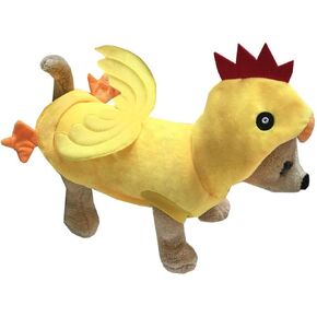 Mogoko Funny Dog Chicken Costume, Pet Halloween Christmas Rooster Cosplay Dress, Adorable Cat Apparel Animal Warm Outfits Clothes(L Size, Yellow)