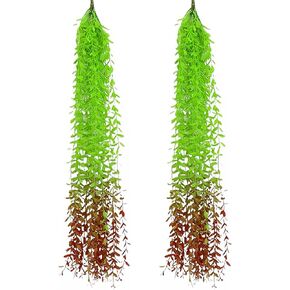 5pcs Artificial Hanging Plants, Fake Hanging Plants, Artificial Willow Leaf and Vine Greenery for Wall House Room Indoor Outdoor Decor, Green Tail, 3.3ft (No Basket)