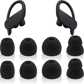 Replacement Eartips for Powerbeats Pro Beats Wireless Earphone Earbuds, 4 Pairs D/L/M/S 4 Sizes Soft Silicone Ear Buds Tips, Also Compatible with Earphone Tips Inner from 3.8-4.2mm All Models, etc.