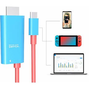 CORN 6.6FT USB-C to HDMI Cable for Nintendo Switch NS/OLED, Replaces The Switch Docking Station with 100W PD Port for Laptop/Tablet/MobilePhone/SteamDeck, 4K@30HZ