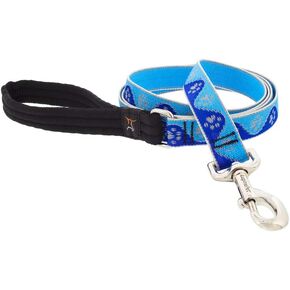 Lupine Reflective Dog Leash 6-Foot by 1" Wide Blue Paws