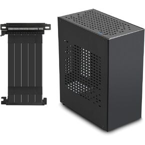 Mini ITX Case with PCIE 4.0 Riser, Mini PC Case Chassis, SFF Small Form Factor PC Case, TX Computer Gaming Case Supports Graphics Card (Aluminum Black)