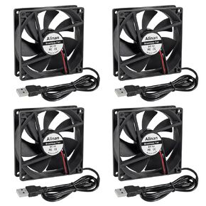 Alinan 4pcs 9225 5V USB Fan 92x92x25mm 2-pin Sleeve Bearing Brushless DC Cooling Fan 3D Printer Cooling Fan Computer Fan