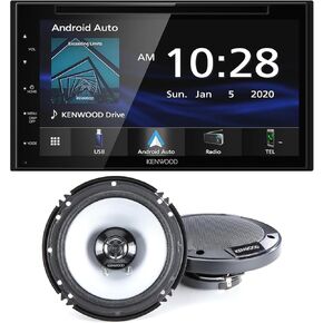 KENWOOD DMX4707S 6.8" Digital Media Touchscreen Receiver w/Apple CarPlay and Android Auto | Plus KENWOOD KFC-1666S Car Stereo Speaker 6-1/2" 2-Way Speakers with Powerful Sound and Easy Installation