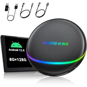 CarPlay AI Box & Wireless CarPlay/Android Auto Adapter with 8GB+128GB HDMI Output,GPS,Video Viewing YouTube, Netflix,Tiktok,Magic Carplay Box Support Split Screen for Wired Carplay Touchscreen Car