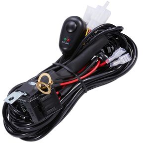 Wiring Harness, 24V LED Fog Light Wiring Loom Kit 2 Leads 14AWG 9Feet 40A On/Off Relay Switch Loom for LED Fog Lights LED Work Light Bar Pods Rocker Laser on Jeep Boat Trucks