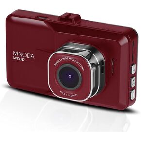 Minolta MNCD37 Full HD 1080P Wide Angle Car Dashboard Camera with G-Sensor, Loop Recording & 3" LCD Screen