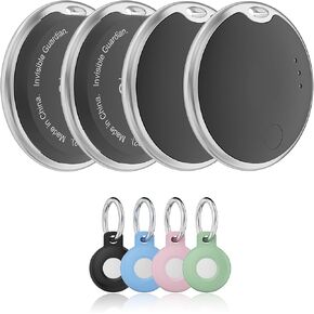 OPSO Invisible Guard Finder Tag -4 Pack, Bluetooth Tracker Works with Apple Find My (iOS Only) - Waterproof, Replaceable Battery, Lost Mode, Smart Key Finder Item Locator for Bags, Suitcases, Pet -BK
