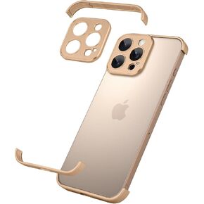 Metal Frameless Phone Case Compatible with iPhone 16 Pro Phone Models with Camera Lens Protector Metal Shockproof Phone Cover Minimalist Yet Protective Bumper Shell (Black Metal)