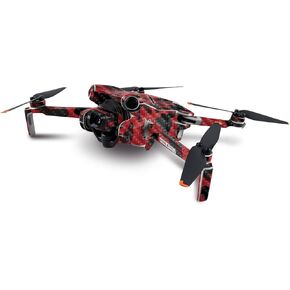MightySkins Carbon Fiber Skin Compatible with DJI Mini 4 Pro - Red Modern Camo | Protective, Durable Textured Carbon Fiber Finish | Easy to Apply
