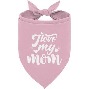 I Love My Mom Dog Bandana, Pet Dog Scarf Accessories, Funny Cute Dog Bandana, Gift for Dog Lover, Pink Dog Bandana, Pet Dog Triangle Scarf, Dog Bandana for Small Medium Large Dogs (A55)